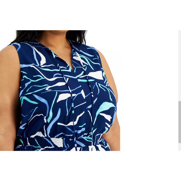 Alfani Plus Size Printed Smocked Peplum Tank 2X NWT - Picture 3 of 3